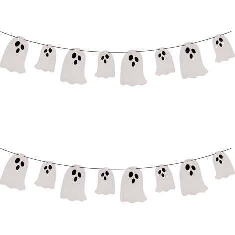 2pcs Bannière de Guirlande Halloween, Paillettes Bannière Halloween Bricolage Décorations de Fantômes d Halloween à Suspendre pour Maisons Hantées Portes Fête Mur Cheminée (1/4)
