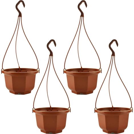 Lot de 4 jardinières suspendues en plastique avec crochets, paniers suspendus (1/5)