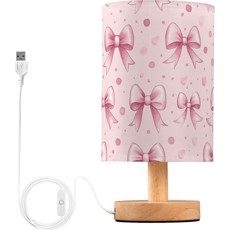 Kcldeci Lampe de chevet avec nœuds en ruban rose pour chambre à (1/5)