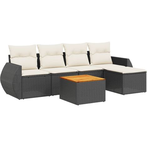 Maison Exclusive - Set de sofás de jardín 6 piezas y cojines ratá (1/5)