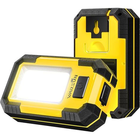 2 Gelb Lampe de Travail LED COB 30W 1200 Lumens, Portable avec Base Magnétique/Crochet pour Mécaniciens - Lampe Super Lumineuse avec Aimant (Jaune) (1/5)
