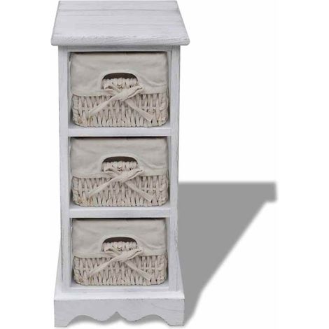 Maison Exclusive - Struttura in Legno con 3 Cestini Intrecciati Bianchi (1/5)