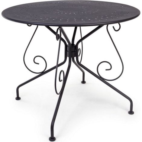 TAVOLO GIARDINO ESTERNO ACCIAIO TONDO VINTAGE ANTRACITE PER ESTERNO 90X72 CM (1/5)