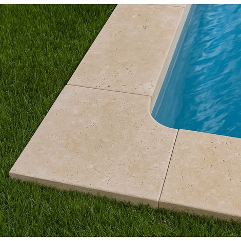 Angle entrant travertin 33x33x5 cm (1/4)