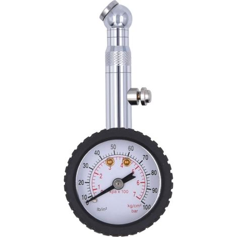 Manomètre Pression Pneus - 0 à 100 PSI - Cadran 5 cm - Raccord Valve Rotative - Pour Voitures Camions VUS - Unité ×1