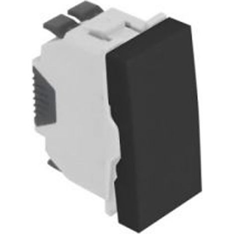 Interrupteur poussoir à bascule - 1 module pour goulotte - Couleur matériel - Noir mat