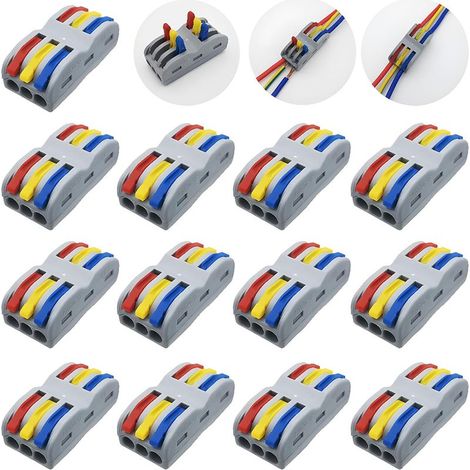 13 elektrische Steckverbinder, 6 kompakte Anschlüsse, SPL-3 Federklemmenblock, 0,08-4 mm² Verdrahtung, für Beleuchtung und Steckdosen (1/4)