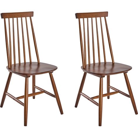 Conjunto de 2 sillas de comedor de madera maciza estilo rústico marrón Burbank (1/5)
