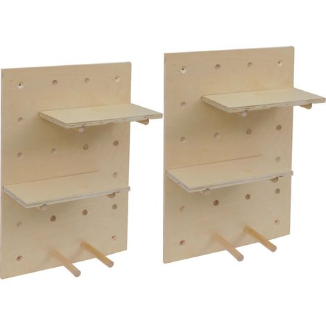 Set de 2 panneaux muraux HWC-P24, décoration murale et étagère modulaire 60x40 cm FSC- couleur naturelle (1/5)