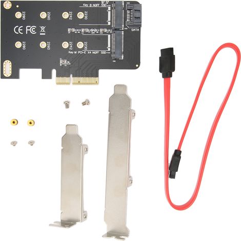Carte Adaptateur M.2 Vers PCIe - Interface M.2 NGFF Vers SATA - Débit 6 Gbps - Compatible SSD 2242/2260/2280 - Clé B Et Clé M - 1 Pièce (1/5)
