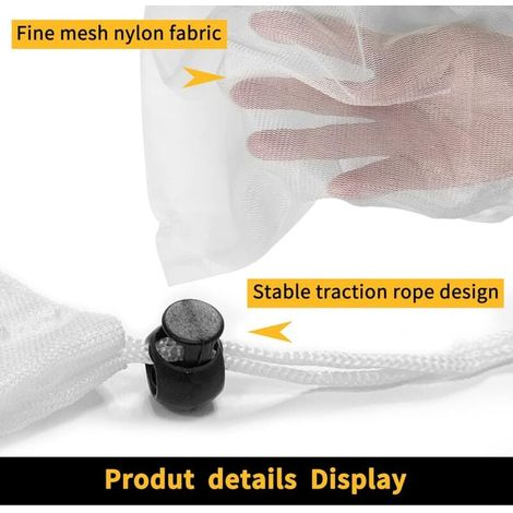 4 Sacs de Nettoyage de Piscine, Sacs filtrants en Maille Fine pour aspirateur de Piscine, Sacs en Maille avec Cordon de Traction et de Verrouillage pour Le Nettoyage des Feuilles de Piscine (1/4)