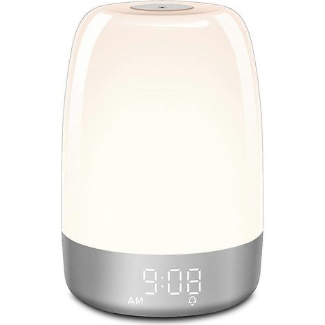 Réveil tactile avec veilleuse à intensité variable, lampe de chevet blanc chaud RGB (1/5)