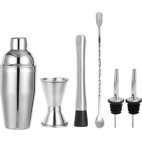 Set shaker per cocktail da 750 ml - Acciaio inossidabile - Completo di misurino, cucchiaio e beccuccio versatore, ideale per la casa e le feste. (1/5)