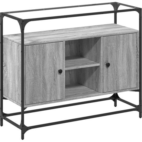 Credenza Credenza Comò Armadietto Organizzatore Cucina Soggiorno Soggiorno con piano in vetro Sonoma MDF Grigio 020029768