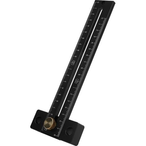 180 mm T-förmiger Anreißlineal mit metrischer Skala, schwarze Aluminiumlegierung, Anreißwerkzeug für die Holzbearbeitung (1/5)