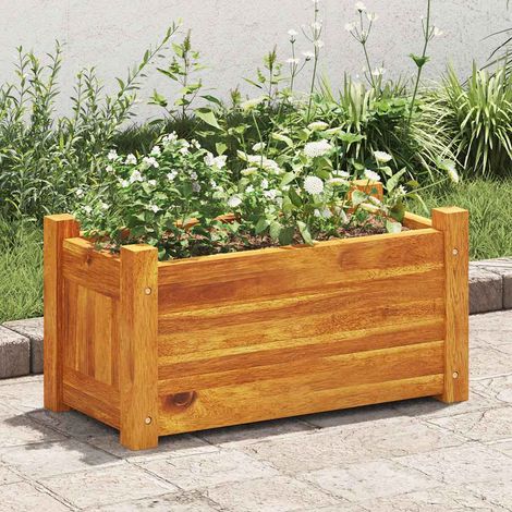 Jardinière, Pot de Fleurs d'extérieur, Lit surélevé de jardin Bois d'acacia 50x25x25 cm OIB4996E (1/4)