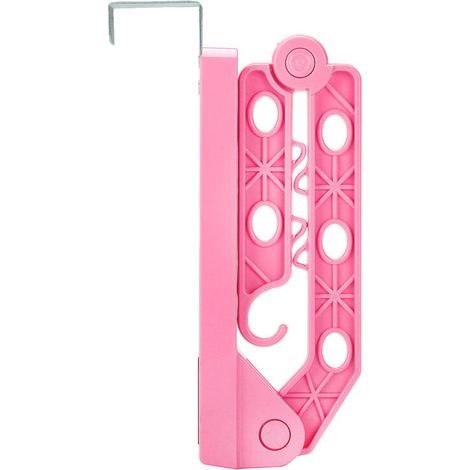 Cintre de porte de voyage pliable, vêtements de bébé, serviettes, chaussettes, robes, pantalons, sacs, etc., cintre en plastique intelligent(Rose) (1/5)