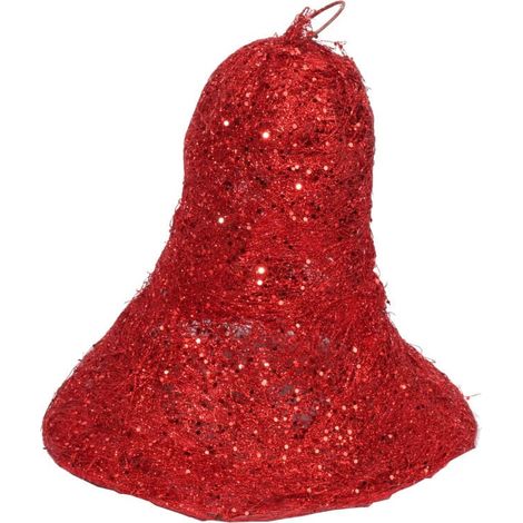 Campanulare in sisal rosso con glitter, 27 cm