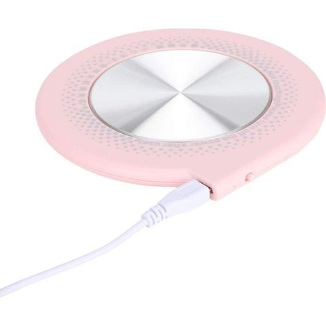 Calentador de tazas eléctrico USB para café, té, agua, cacao y leche, ideal para la oficina y el hogar (rosa)