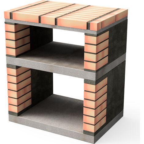 MOVELAR - Caballete lateral del módulo Lima para Barbacoa de Obra Prefabricada (Gris, naranja - 74 x 53 x 53 cm) - Uso en Exteriores (1/2)