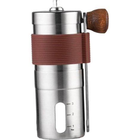 Kaffeemühle aus Edelstahl, manuelles Mahlwerk, tragbar, abnehmbar, sicher, praktisch für Zuhause, Restaurant und Café (1/4)