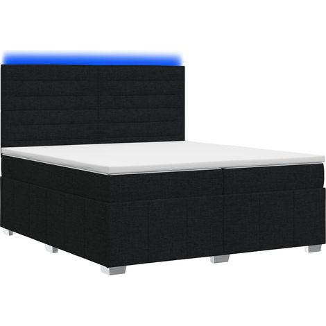 Letto Box Spring LED con Materasso Nero 200 x 200 cm Tessuto vidaXL (1/5)