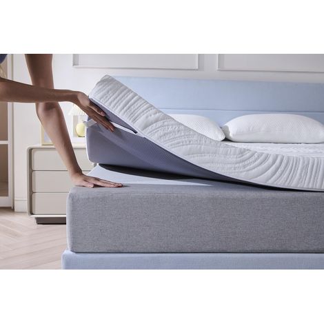 Surmatelas en gel 180 x 200 cm H3/H4 - Hauteur 10 cm - En mousse froide - Avec housse lavable - Pour lit à sommier tapissier, canapé-lit (1/5)