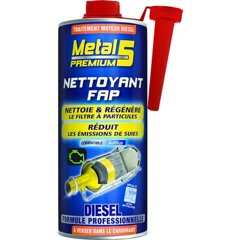 Nettoyant FAP filtre à particules diesel 1L – Compatible Adblue – Réduit les émissions de suies – Facilite la régénération du FAP – Metal 5