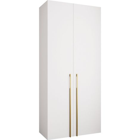 Armario Hartford 569, Blanco, 246x110x42cm, Puertas de armario: Con bisagras, Número de estantes: 6