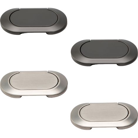4 poignées de meuble invisibles, anneau encastré, alliage de zinc, 73x38x5 mm, entraxe 64 mm, pour tiroirs et portes (1/5)