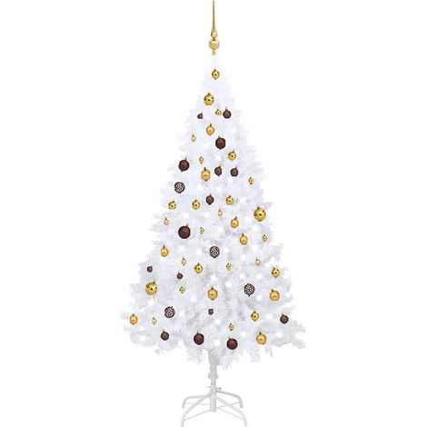 Artificial Pre-lit Christmas Tree with Ball Set White 180 cm PVC vidaXL (1/5)