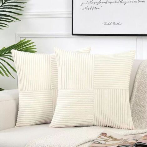 Set of 2 linen cushion covers, decorative, 40x40 cm, for sofa, office, hotel, milky white. (1/3)