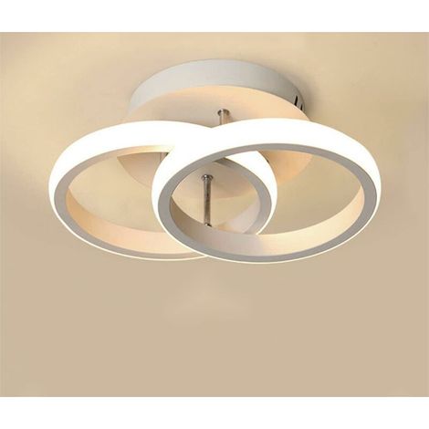 LED Ceiling Light, 18W 1800LM 3000K-6500K, Modern Auto Ceiling Lamp, Indoor Wall Light for Bedroom Kitchen Balcony Corridor Living Room Garage (2-Rings) (1/5)