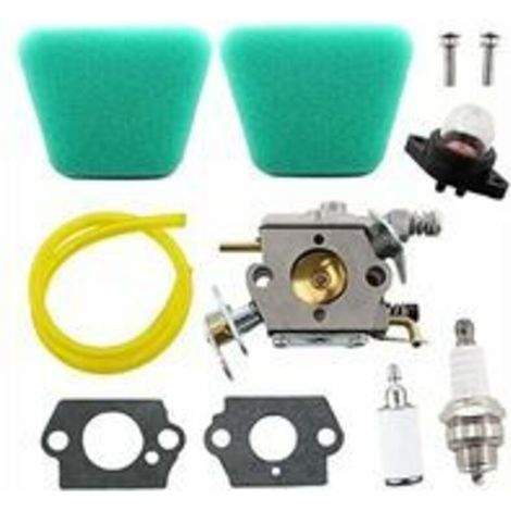 SABIR Carburateur avec filtre à air, filtre à essence, tuyau à essence pour Partner 350 351 370 371 390 420 Poulan 2050 2055 2115 2150 2175 2250 McCulloch Mac Cat 335 436 440 41 Tronçonneuse (1/5)