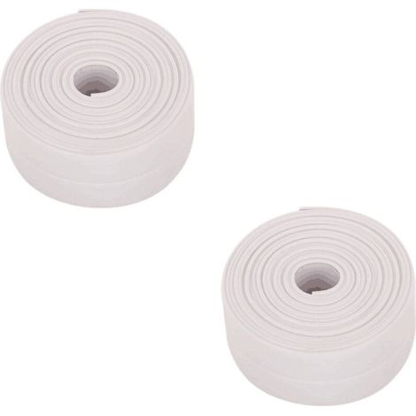 Ruban de calfeutrage, ruban d'étanchéité pour évier de cuisine, toilettes, salle de bain, 2 rouleau (3,2 m x 3,8 cm, blanc) (1/4)