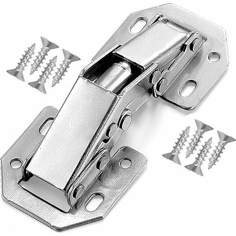 8 X Charnières,pliantes en acier inoxydable pour armoires de cuisine Réglables 90 degrés charnière de porte armoire, Charnières de porte grand angle avec Vis,4 pouces (1/5)