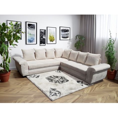 Tendencio – Canapé d'angle convertible réversible LATTIA 2A2 – Dimensions L248 x H88 x P248 cm – Confort optimal pour salon moderne – Couleur beige
