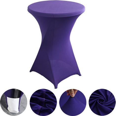 Mantel de cóctel elástico, ideal para bodas, banquetes y fiestas (diámetro 76,20 cm - 81,28 cm x altura 106,68 cm), 2 piezas, mesa no incluida, color morado oscuro. (1/5)