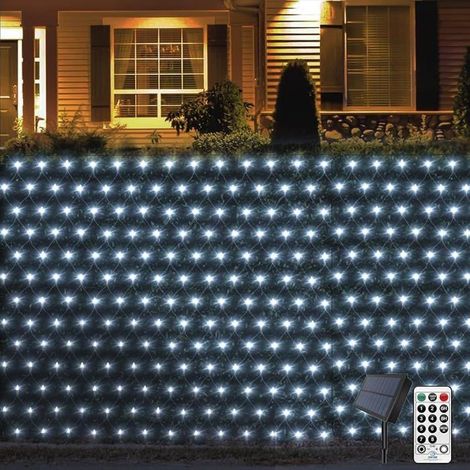 1 filet lumineux solaire, 6 x 2 m, 320 LED, étanche IP44, avec télécommande et minuterie, pour jardin et décoration extérieure