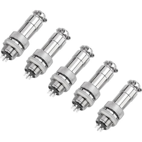 Lot de 5 connecteurs GX12 4 broches mâle/femelle pour panneau métallique, type prise aviation.