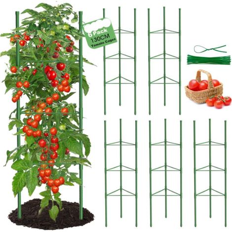 Tuteur Tomate,6pcs Cage à Tomates Support,130cm Vertical Cage à Tomates Treillis pour Jardin, piquets de Support pour Plantes grimpantes, légumes et Fleurs,Légumes et Fleurs