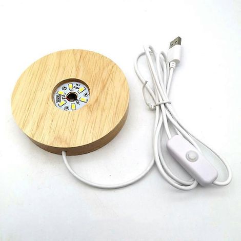 Ornements en époxy, socle en bois massif avec LED, cadeau d'anniversaire créatif, veilleuse stéréo 3D
