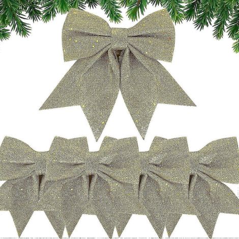 Lot de 5 nœuds en ruban de Noël, grands nœuds décoratifs pour sapin, emballage cadeau et décorations de Noël. (1/4)