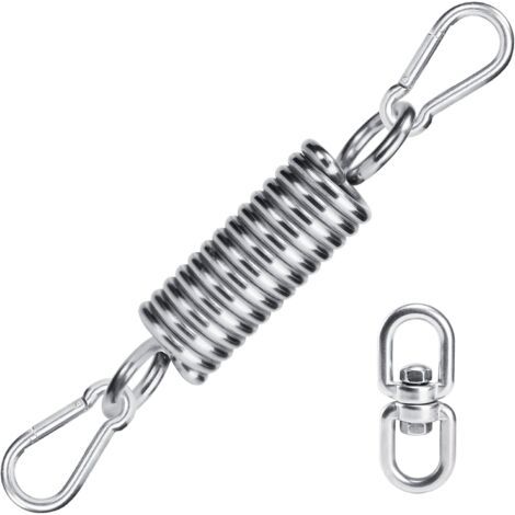 Lot de 3 Crochet de Ressort de Hamac et 1 Anneau Rotatif à 360 °, 304 Acier Inoxydable Ressort pour Fauteuil Suspendu, Accessoires de Balançoire De Chaise Extérieure, Spring Hook