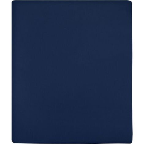 Drap-housse en maille de coton bleu marine, 90 x 200 cm (1/5)