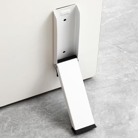 Due fermaporta senza foratura Supporto inferiore Mantieni aperto Tappo antirumore sotto la porta Design pieghevole Dispositivo di protezione della parete di sicurezza Bianco (1/5)