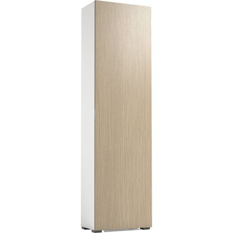 Armadio Multiuso 1 Anta Tropaeolum, 7 Ripiani, Un'anta Made in Italy, 30.00x182.00h cm Bianco Cannettato