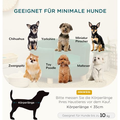 Canapé chien lavable, canapé pour animaux avec dossier et pattes en bois, pour chat, pour petit chien jusqu'à 4,5 kg, vert (1/4)