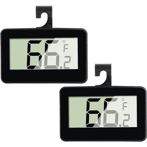 Thermometre Numerique - Pour Refrigerateur Congelateur Piece - Alarme Gel - Ecran LCD - Magnetique - Noir - 2 Unites (1/5)