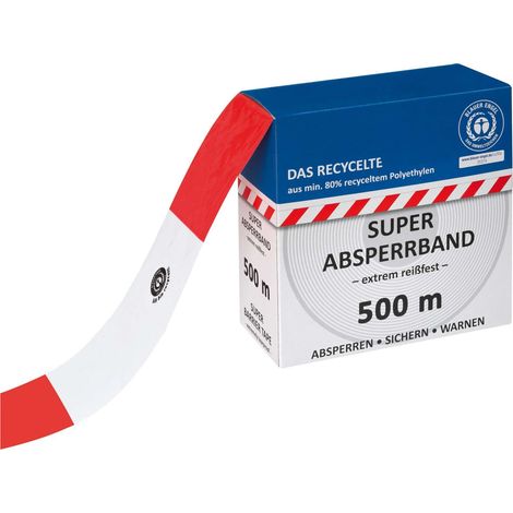 MORION Absperrband 500m rot-weiß Blauer Engel zertifiziert recycelte Polyethylenfolie (1/5)
